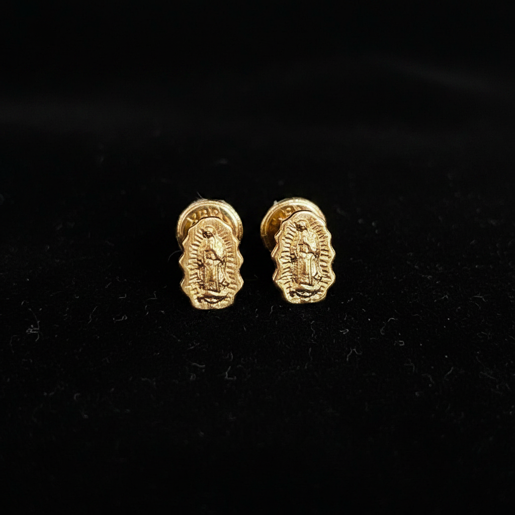 Aretes Medallita Oro 18k