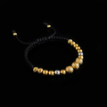 Pulsera Cuentas Oro 18k con Cordón Negro - Marias Joyeria 18k