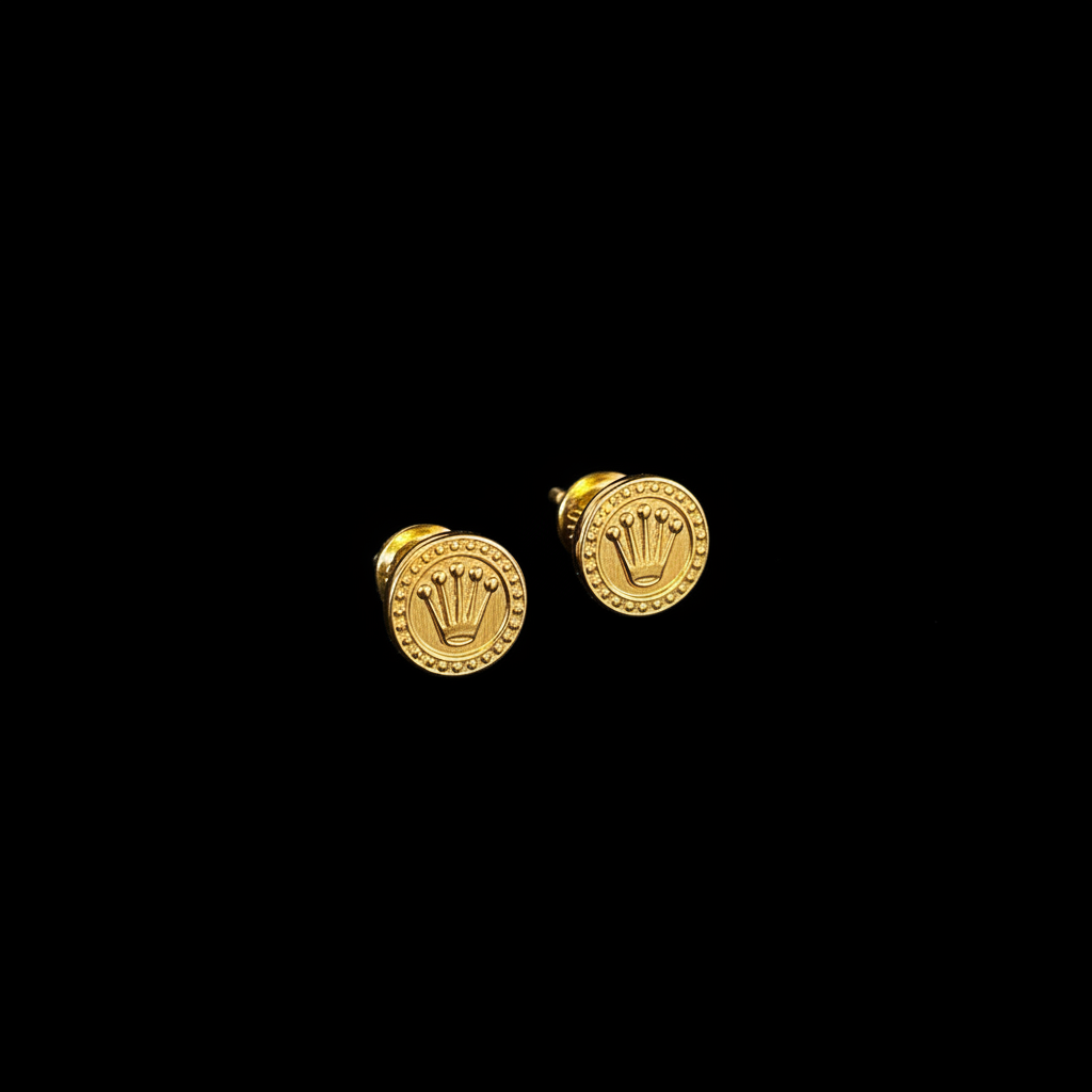Aretes Toper Corona Oro 18k - Marias Joyeria 18k